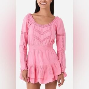 NWOT LOVESHACKFANCY SONYA DRESS IN PINK - SIZE LARGE